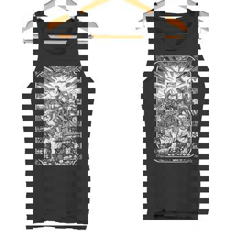 Medieval Frog Riding Cat Weird Goblin Frog Meme Retro Tank Top | Mazezy