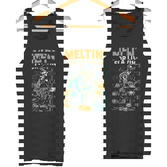 Meltin' For Livin' Skeleton Welder Job Humor Tank Top | Mazezy