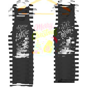 Merry Christmas Avocado Lovers Fun Holiday Festive Season Tank Top | Mazezy