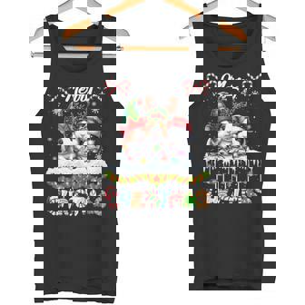 Merry Christmas Three Santa Reindeer Elf Guinea Pigs Farmer Tank Top | Mazezy