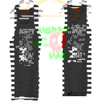 Merry Xmas Graffiti Skull Graphic Dripping Holiday Art Tank Top | Mazezy