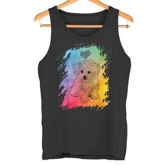 Mit Malteser Hundemotiv Farbverlauf Herz Bunt Hund Tank Top - Geschenkecke