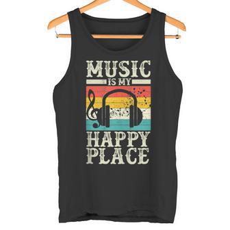 Music Is My Happy Place Musician Outfit EDM Music Lovers DJ Tank Top Tank Top | Mazezy