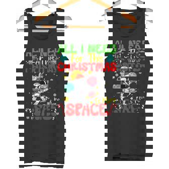 I Need More Space Christmas Astronaut Holding Earth Santa Tank Top | Mazezy