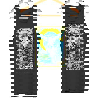 New Zealand 70s Psychedelic Sheep Souvenir On Back Tank Top | Mazezy