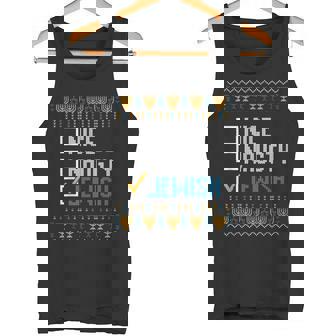 Nice Naughty Jewish Ugly Christmas Sweater Hanukkah Tank Top | Mazezy