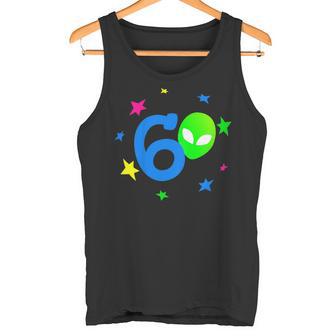 Niños 6º Cumpleaños Número 6 Divertido Extraterrestre Cabeza Estrellas Colorido Camiseta sin mangas - Regaloses