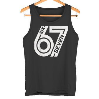 Number 67 Six Seven 67th Vintage Sports Style Tank Top | Mazezy
