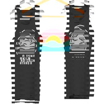 Oak Island North Carolina Retro Minimalist Ocean Wave Sunset Tank Top | Mazezy