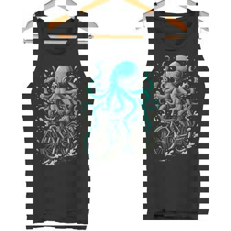 Octopus On Bike Cycling Squid Art Tank Top Tank Top | Mazezy