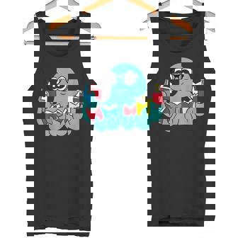 Octopus Reading Books Tank Top | Mazezy