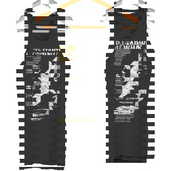 P-40 Warhawk Blueprint Anatomy WW2 Fighter Aircraft Tank Top | Mazezy