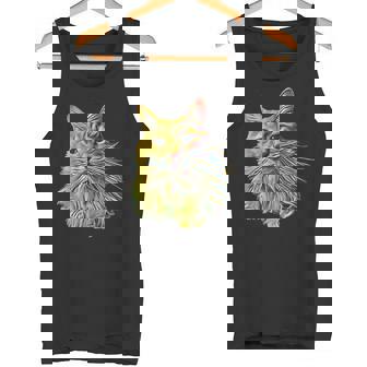 Painted Cat Art Siberian Cat Long Haired Cat Tank Top Tank Top | Mazezy