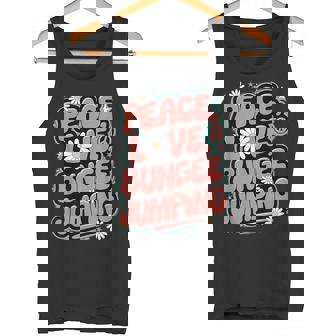 Peace Love Bungee Jumping 60s 70s Hippie Retro Bungee Jumper Tank Top | Mazezy