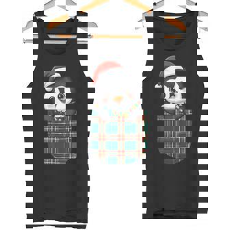 Penguin Buffalo Plaid Green Red Pocket Christmas PJm Tank Top | Mazezy