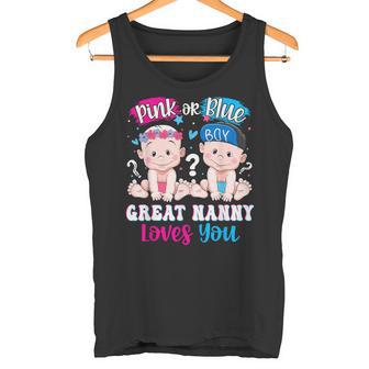 Pink Or Blue Great Nanny Loves You Baby Gender Reveal Party Tank Top | Mazezy