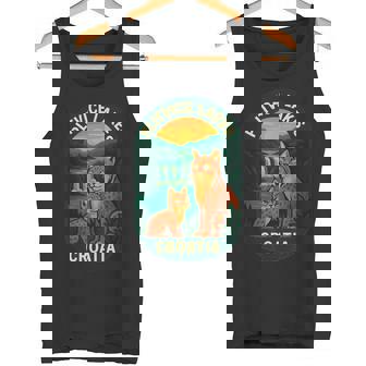Plitvice Lakes Croatia Nature Lynx Badge Art Tank Top | Mazezy