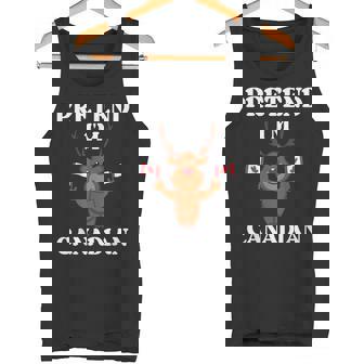 Pretend I'm Canadian Flag Canada Day Costume Patriotic Tank Top | Mazezy