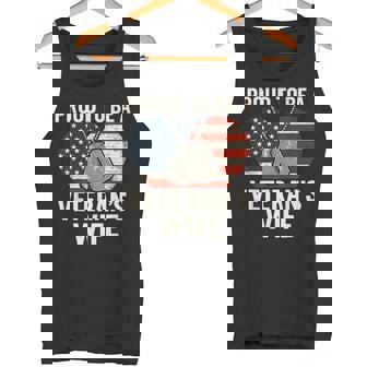 Proud To Be A Veteran’s Wife Patriotic American Flag Tank Top | Mazezy