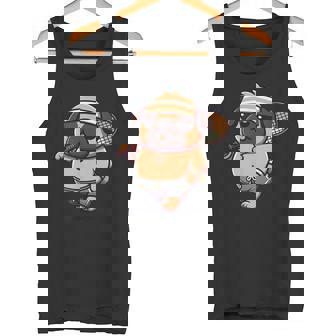 Pug Tennis Player With Racket Sport Dog Retro Tank Top | Mazezy