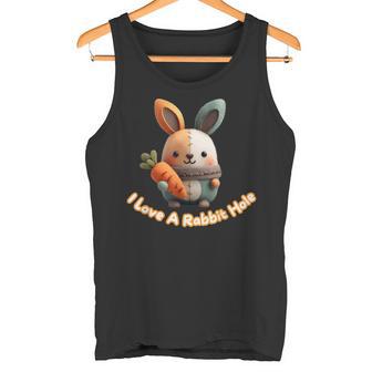 Rabbit Hole Conspiracy Bunny With Carrot Cute Felt Tank Top | Mazezy