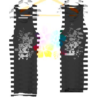 Rainbow Hibiscus Tropical Hawaiian Flower Aloha Surfer Tank Top Tank Top | Mazezy