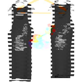 Rainbow Tank Shooting Flowers Peace Art Tank Top | Mazezy