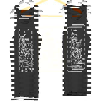 The Reader Tarot Card Book Lover Skeleton Reading Book Tank Top Tank Top | Mazezy