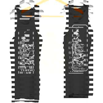 The Reader Tarot Card Book Lover Skeleton Reading Book Tank Top | Mazezy