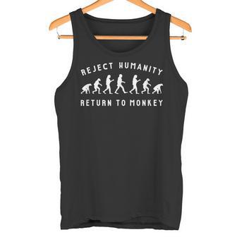 Rechazar La Humanidadolver Al Mono Divertido Meme Evolución Humana Camiseta sin mangas - Regaloses