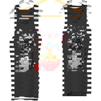 Retro – Japanese Anime Cat Eating Ramen Tank Top | Mazezy