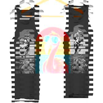 Retro Bird Watching Flamingo Sunglasses Tank Top | Mazezy