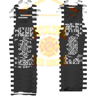 Retro Boulder Fire Department Flag Colorado Firefighter Tank Top Tank Top | Mazezy