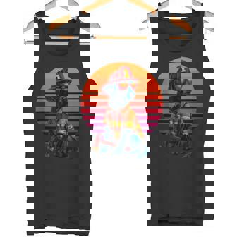 Retro Dog With Fire Hose Brave Firefighter Tank Top Tank Top | Mazezy