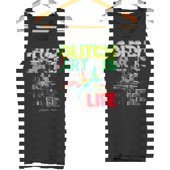 Retro Gaming Glitch Art Is Life Fashion Pop Art Tank Top | Mazezy