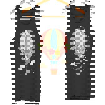 Retro Hippie 80s Floral Flying Balloons Hot Air Balloon Tank Top | Mazezy