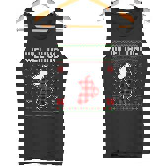 Retro Well Hung Ugly Christmas Sweater Couples Matching Xmas Tank Top | Mazezy