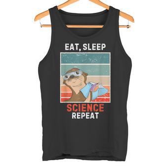 Retro Nutria Comer Dormir Ciencia Repite Cienciaintage Camiseta sin mangas - Regaloses