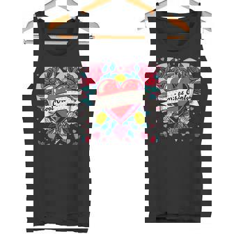 Rosas Y Corazones Con Cita En Estilointage Tatuaje Camiseta sin mangas - Regaloses