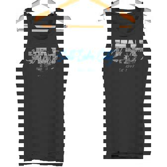 Salt Lake City Skyline Inside Bold Letters Utah Vintage Tank Top | Mazezy