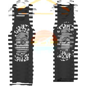 Saltwater And Shell Vibes Sea Retro Surf Ocean Wave Turtle Tank Top Tank Top | Mazezy