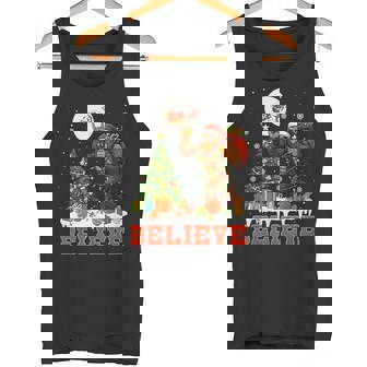 Santa Bigfoot Christmas Lights Sasquatch Believe Xmas Tank Top | Mazezy