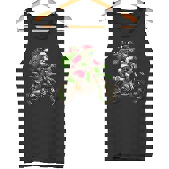 Santa Claus Riding Dirt Bike Christmas Pajama Bikers Riders Tank Top Tank Top | Mazezy