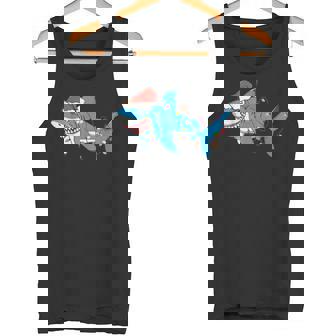 Santa Shark Lover Santa Hat Merry Christmas Lights Tank Top | Mazezy