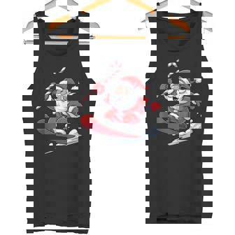 Santa Snowboarding With Candy Cane Fun Christmas Tank Top Tank Top | Mazezy