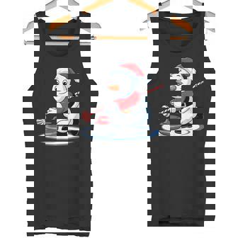 Santa Snowman Curling Player Christmas Toddler Kids Pajama Tank Top | Mazezy