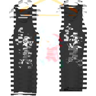 Santa Snowman Playing Badminton Christmas Pajama Kids Boys Tank Top | Mazezy