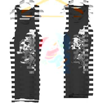 Santa Snowman Rock Climbing Christmas Winter Pajama Tank Top | Mazezy