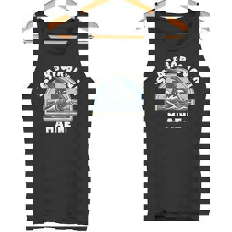 Scarborough Maine Swimming Shark Fin Beach Vacation Souvenir Tank Top | Mazezy