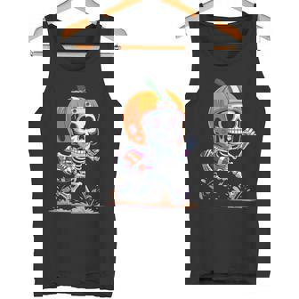 Skeleton American Football Player Spooky Sports Graphic Kids Tank Top | Mazezy